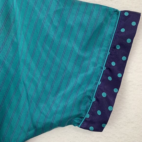 Kathryn Robe Women S Turquoise Purple Stipe Polka Dot Kimono Loungewear Fairy - Picture 7 of 11